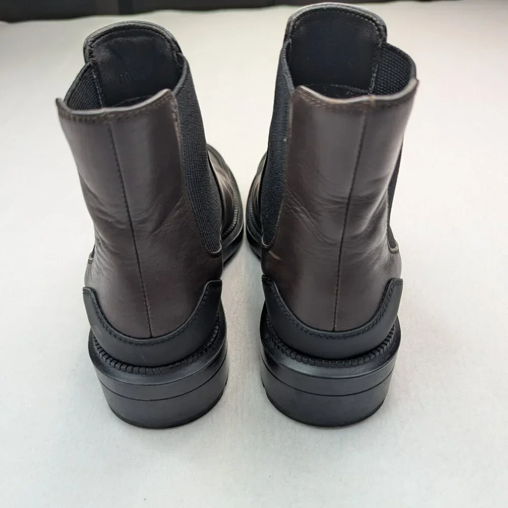 Aquatalia Men’s Size 5.5 Brown Leather Chelsea Boots | Waterproof Lug Sole Italy